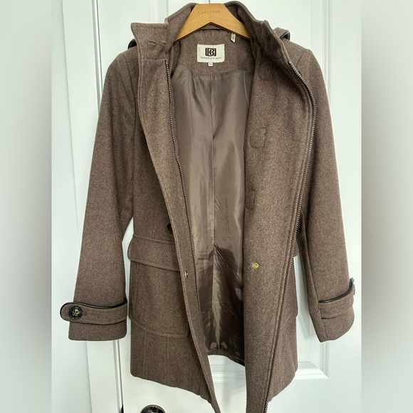 Wool Double Breasted Peacoat - Brown, with hood - Picture 4 of 6